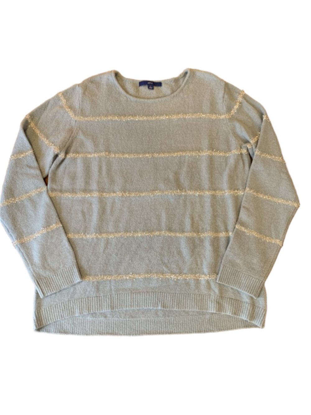 Apt. 9 Sweater Large Light Blue with Silver Stripes Very Soft.